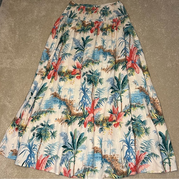 C&C California Linen Blend Maxi Skirt Hawaiian Tropical Summer Casual women's XS - Picture 3 of 10